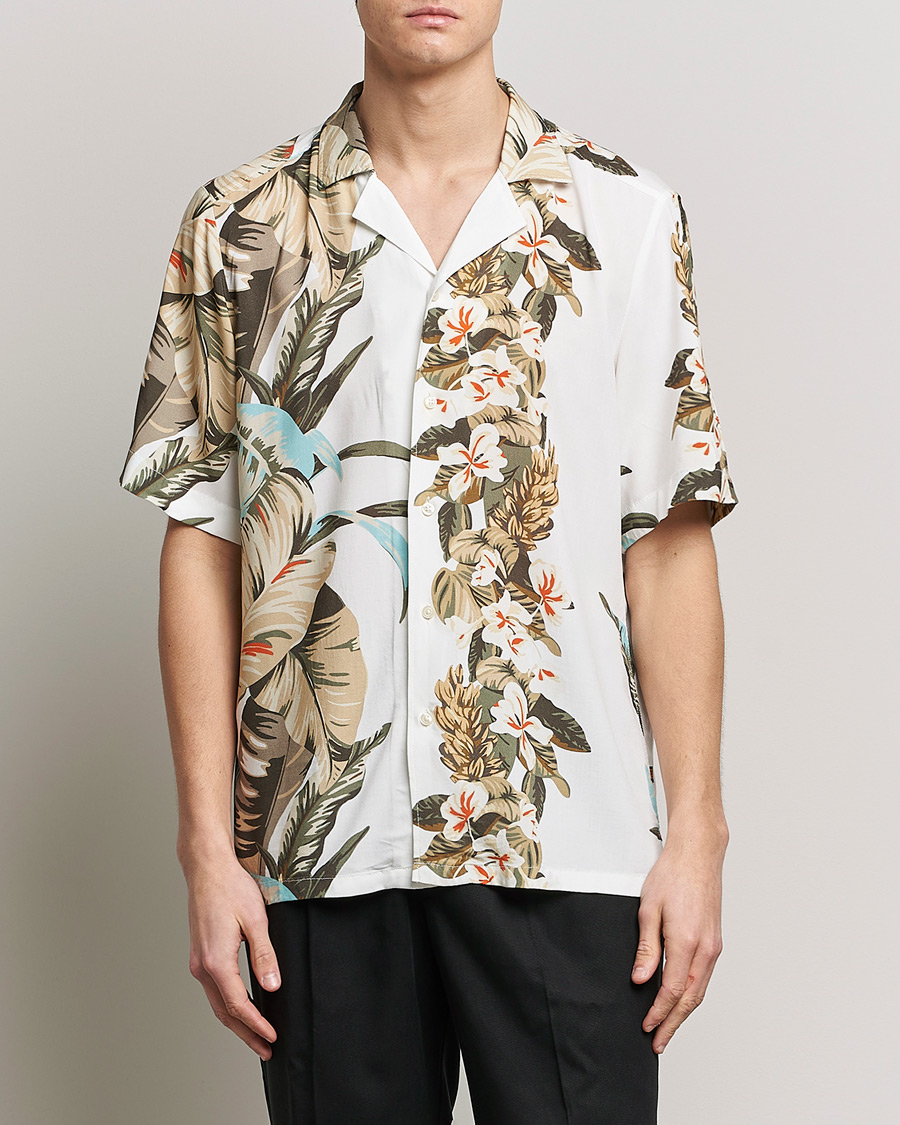 Homme | Chemises | BOSS ORANGE | Rayer Resort Collar Printed Short Sleeve Shirt Whi