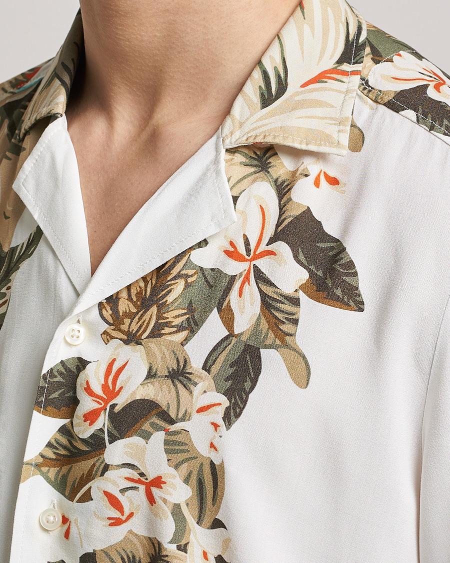 Homme | Chemises | BOSS ORANGE | Rayer Resort Collar Printed Short Sleeve Shirt Whi