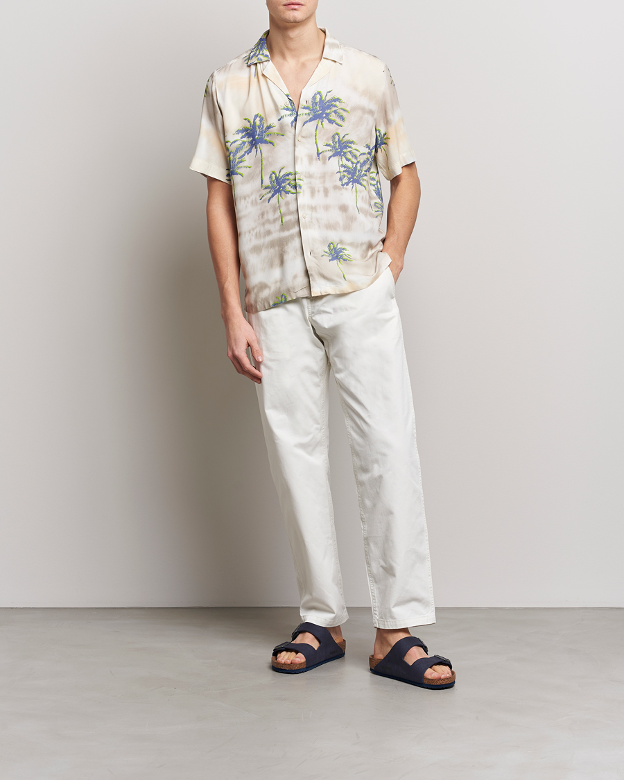 Homme | Chemises | BOSS ORANGE | Rayer Resort Collar Printed Short Sleeve Shirt Bei