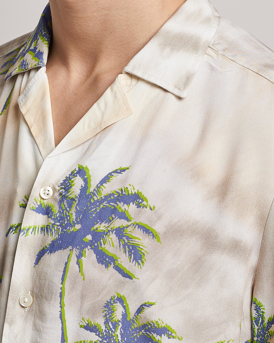 Homme | Chemises | BOSS ORANGE | Rayer Resort Collar Printed Short Sleeve Shirt Bei