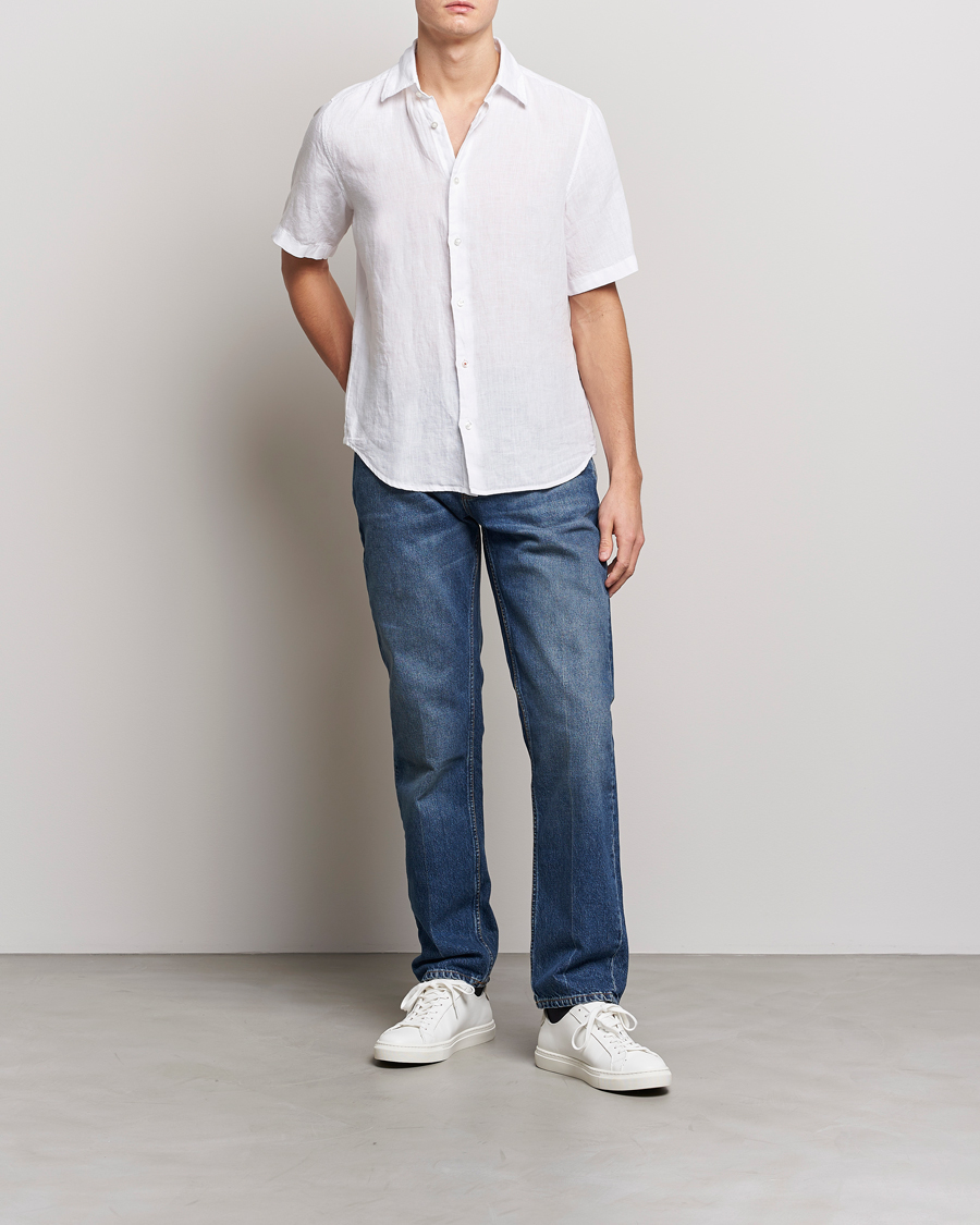 Homme | Chemises | BOSS ORANGE | Rash Linen Short Sleeve Shirt White