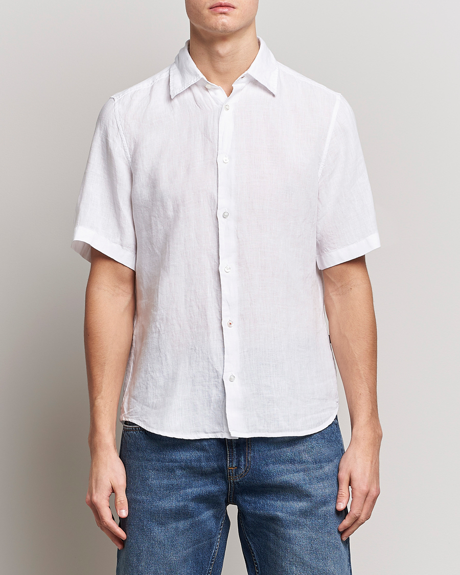 Homme | Chemises | BOSS ORANGE | Rash Linen Short Sleeve Shirt White