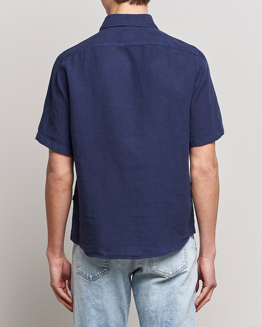 Homme | Chemises | BOSS ORANGE | Rash Linen Short Sleeve Shirt Navy