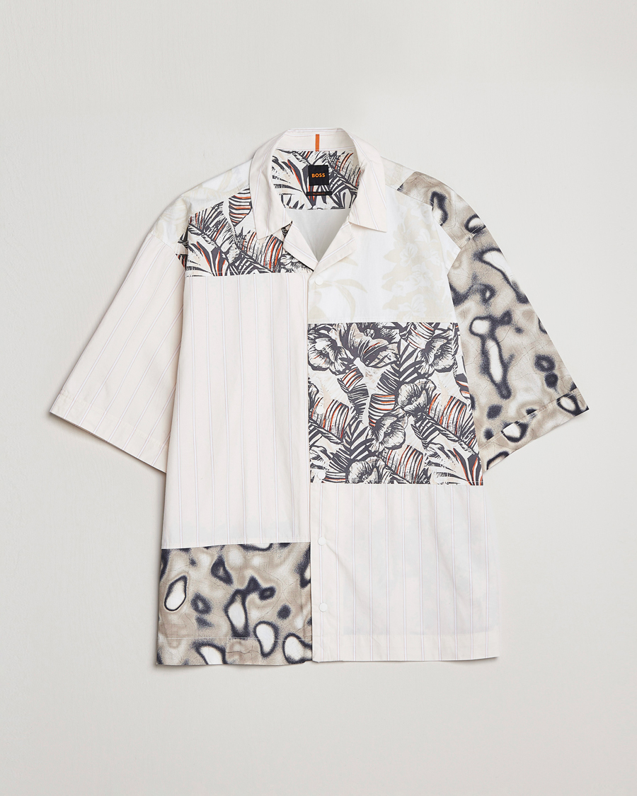 Homme | Chemises | BOSS ORANGE | Lapis Resort Collar Printed Short Sleeve Shirt Bei