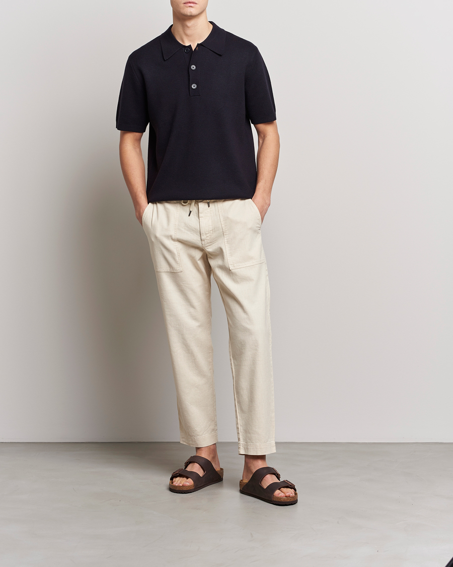 Homme | Pantalons | BOSS ORANGE | Sisla Cotton/Linen Drawstring Pants Light Beige