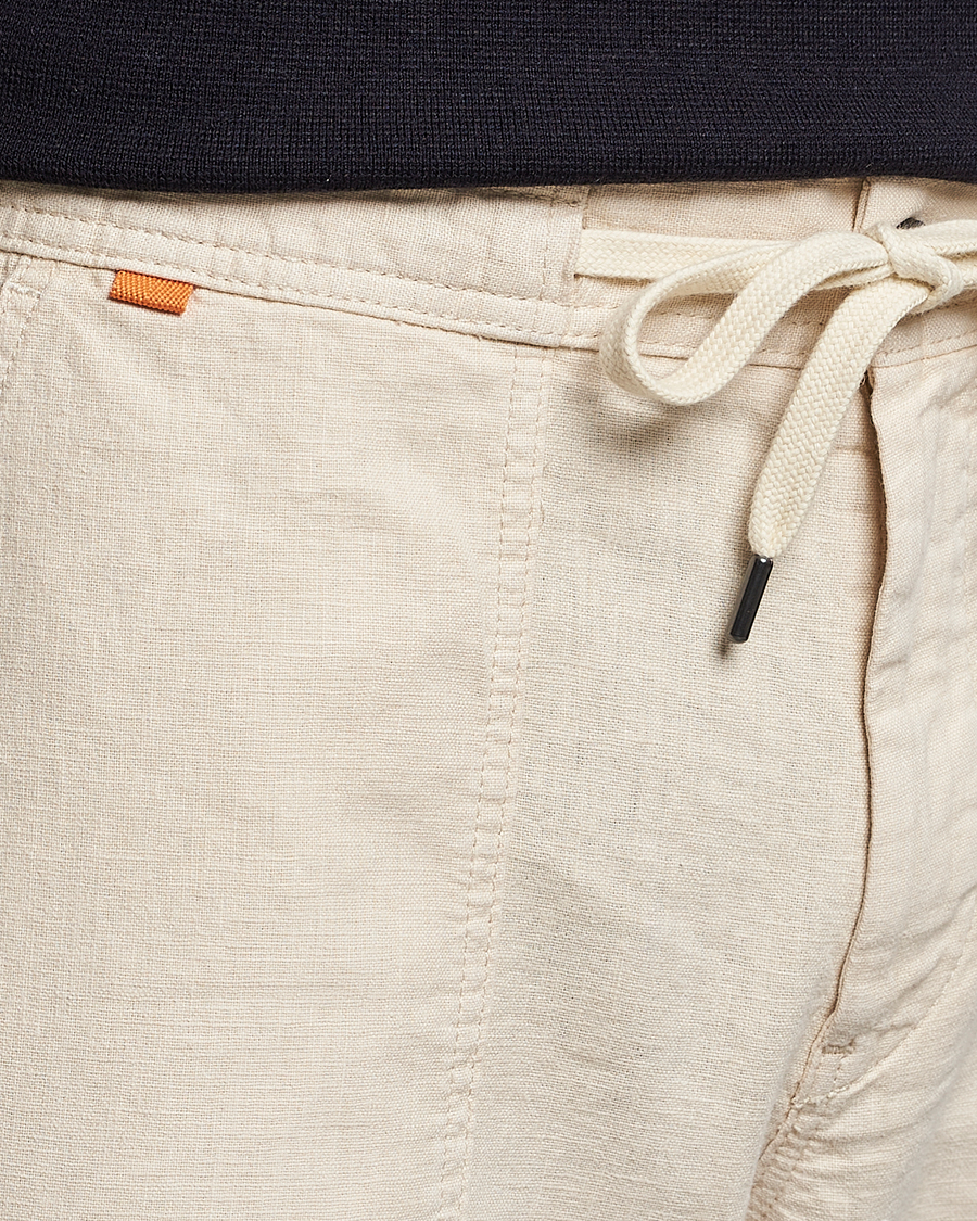Homme | Pantalons | BOSS ORANGE | Sisla Cotton/Linen Drawstring Pants Light Beige