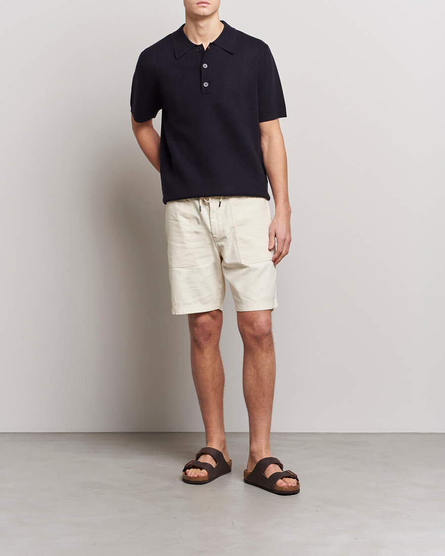 Homme | Shorts | BOSS ORANGE | Sisla Cotton/Linen Drawstring Shorts Light Beige