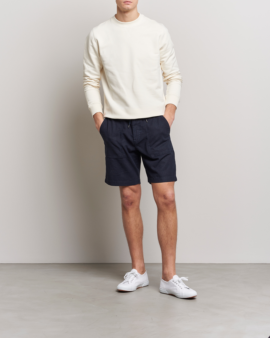 Homme | Shorts | BOSS ORANGE | Sisla Cotton/Linen Drawstring Shorts Dark Blue
