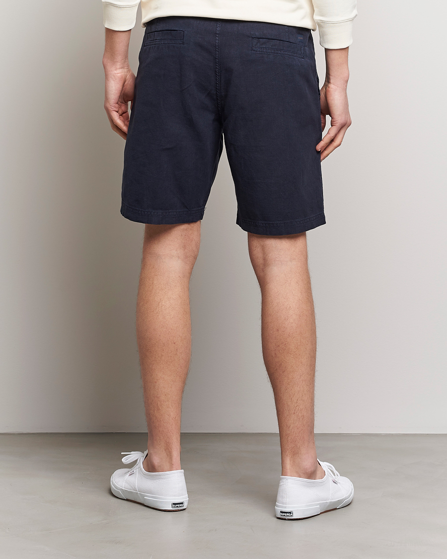 Homme | Shorts | BOSS ORANGE | Sisla Cotton/Linen Drawstring Shorts Dark Blue