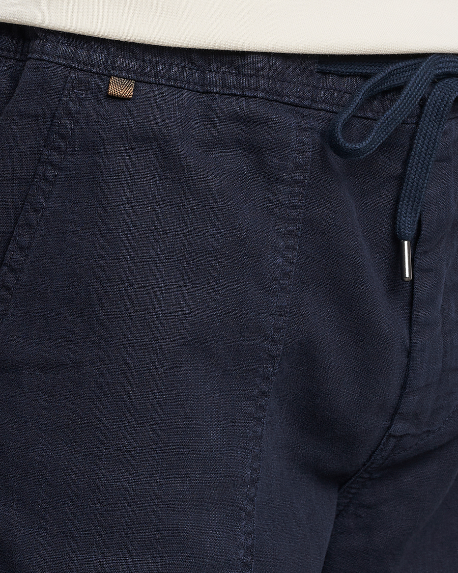 Homme | Shorts | BOSS ORANGE | Sisla Cotton/Linen Drawstring Shorts Dark Blue