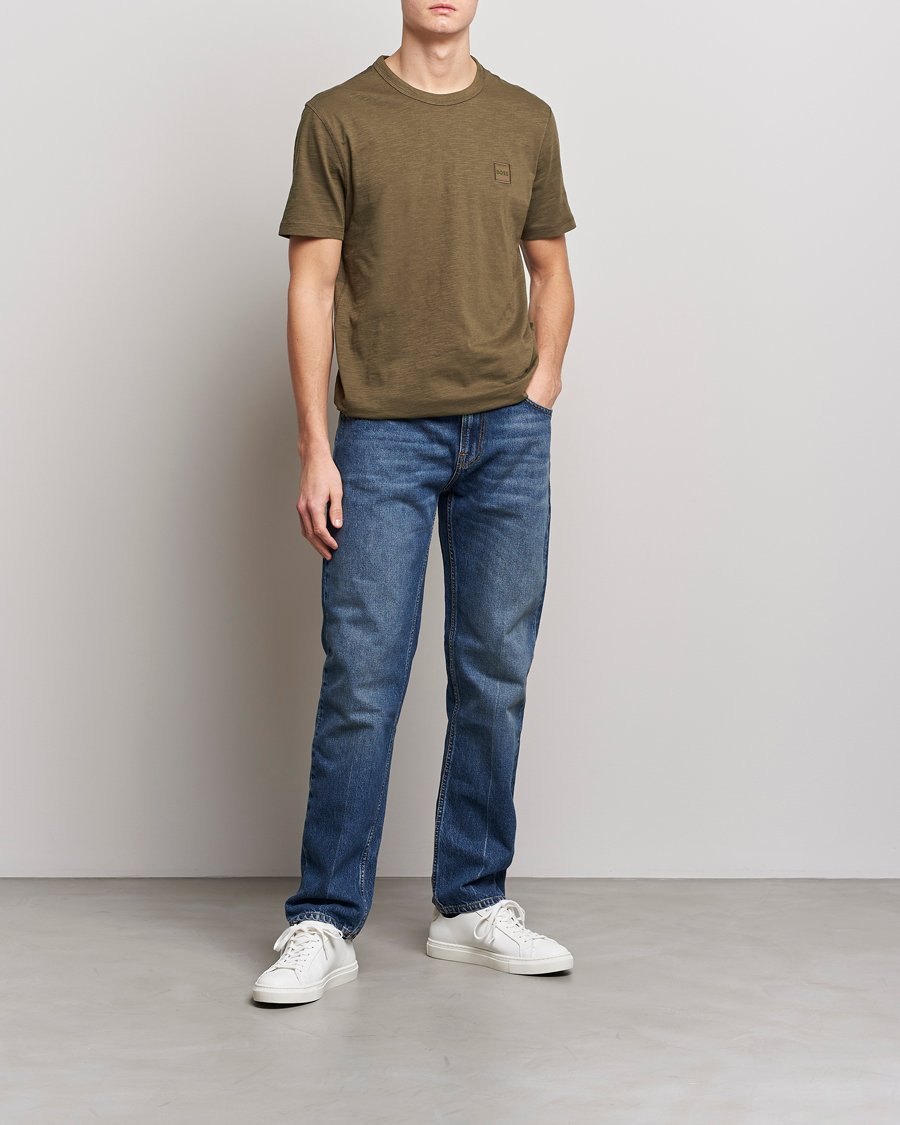 Homme | T-shirts | BOSS ORANGE | Tegood Slub Crew Neck T-Shirt Dark Green