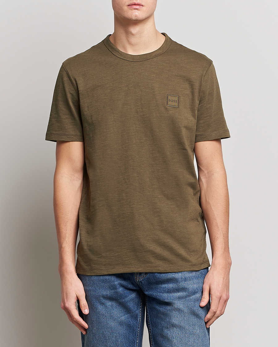 Homme | T-shirts | BOSS ORANGE | Tegood Slub Crew Neck T-Shirt Dark Green