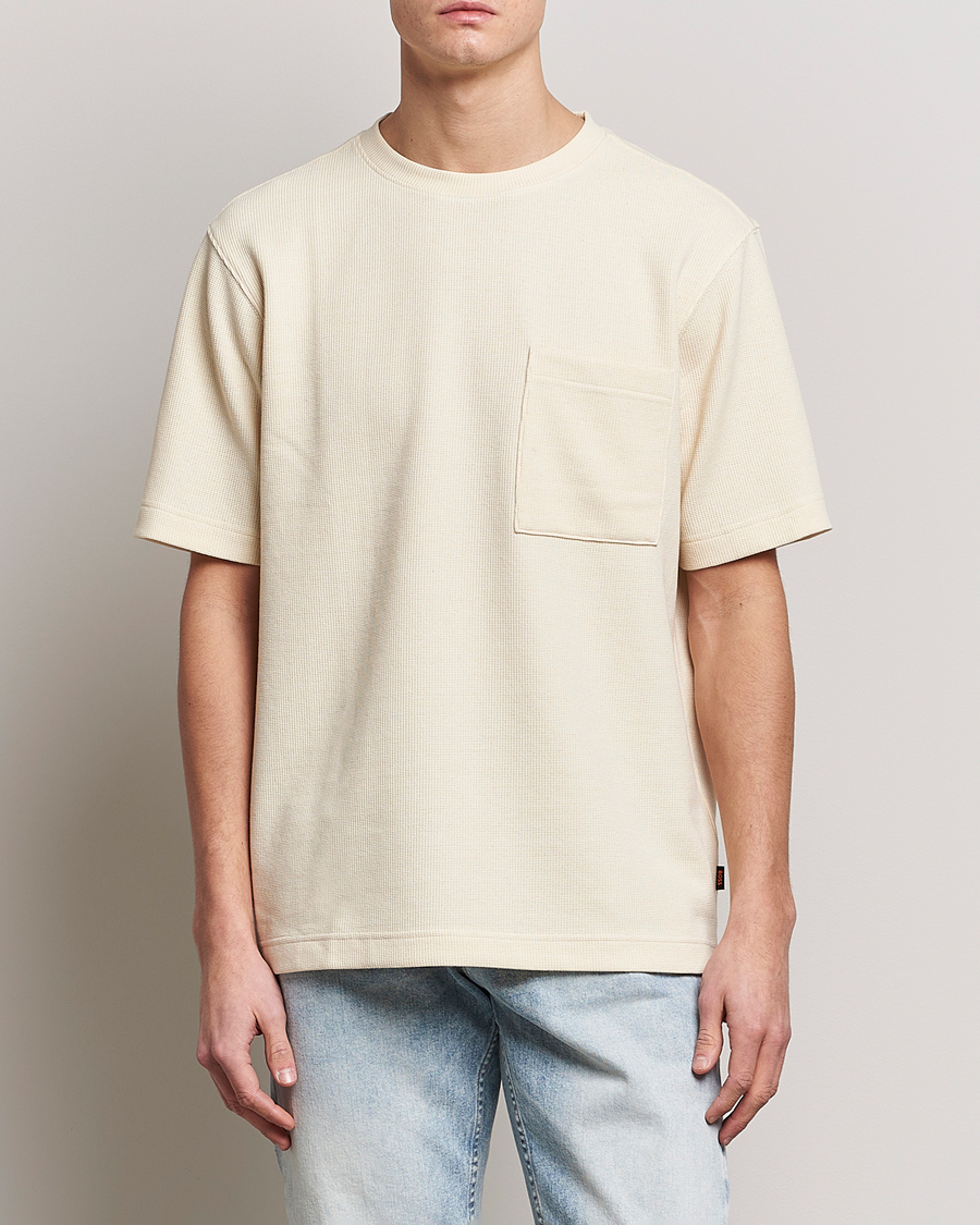Homme | T-shirts | BOSS ORANGE | Tempesto Knitted Crew Neck T-Shirt Light Beige