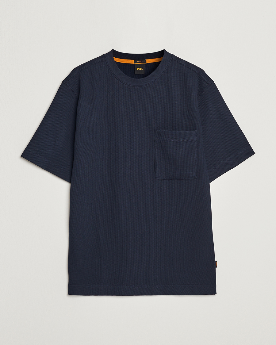 Homme | T-shirts | BOSS ORANGE | Tempesto Knitted Crew Neck T-Shirt Dark Blue