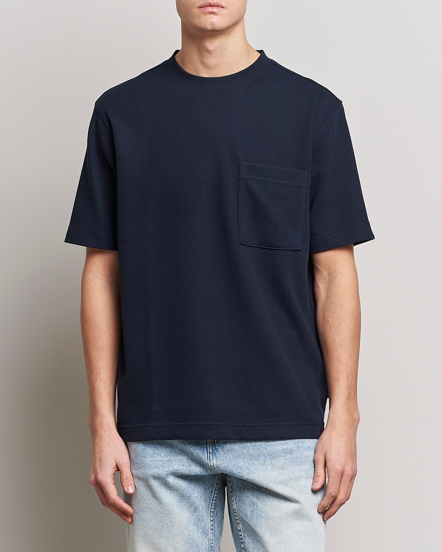 Homme | T-shirts | BOSS ORANGE | Tempesto Knitted Crew Neck T-Shirt Dark Blue
