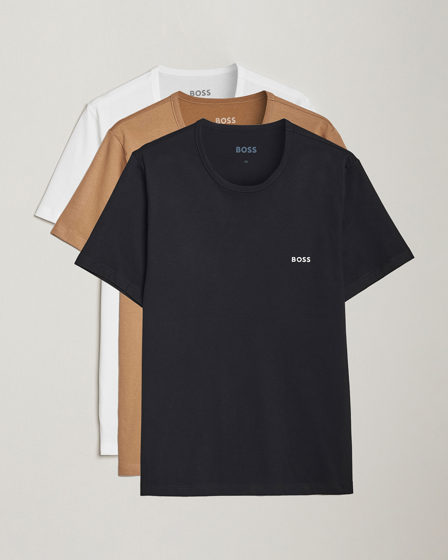 Homme | T-shirts | BOSS BLACK | 3-Pack Crew Neck T-Shirt Beige/White/Black