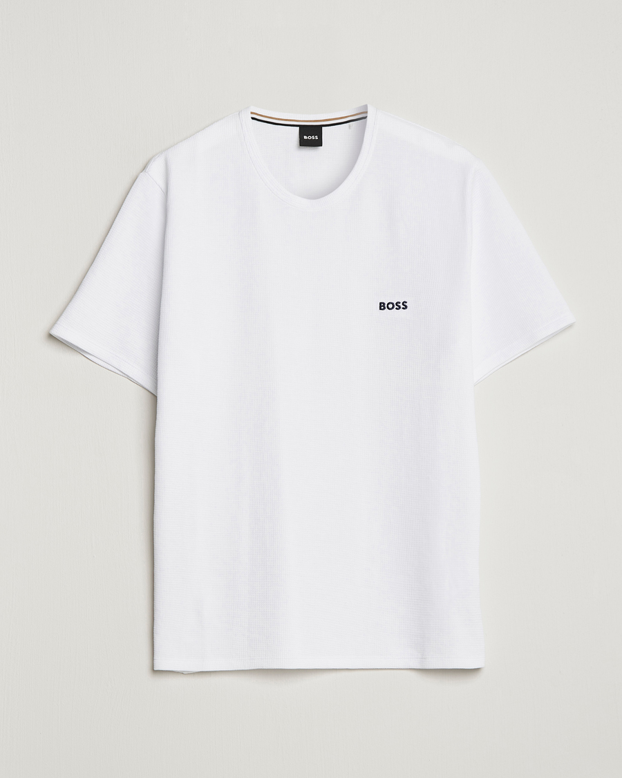 Homme | T-shirts | BOSS BLACK | Waffle Logo Crew Neck T-Shirt Open White