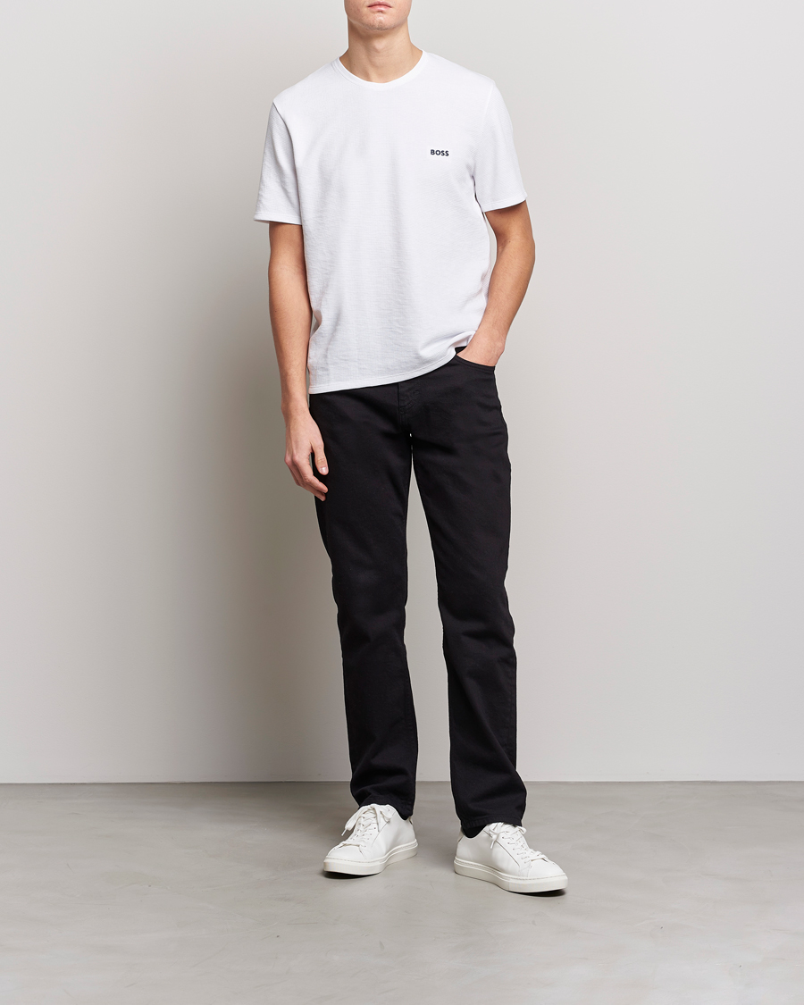 Homme | T-shirts | BOSS BLACK | Waffle Logo Crew Neck T-Shirt Open White
