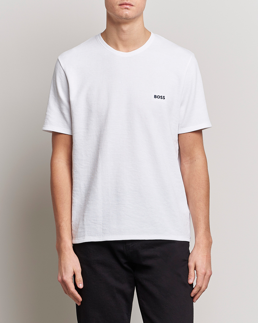 Homme | T-shirts | BOSS BLACK | Waffle Logo Crew Neck T-Shirt Open White