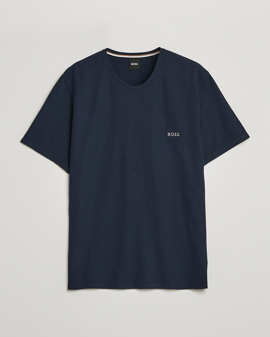 Homme | T-shirts | BOSS BLACK | Waffle Logo Crew Neck T-Shirt Dark Blue