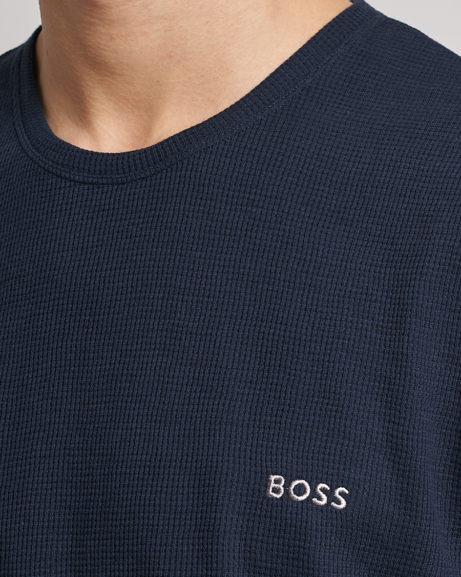 Homme | T-shirts | BOSS BLACK | Waffle Logo Crew Neck T-Shirt Dark Blue