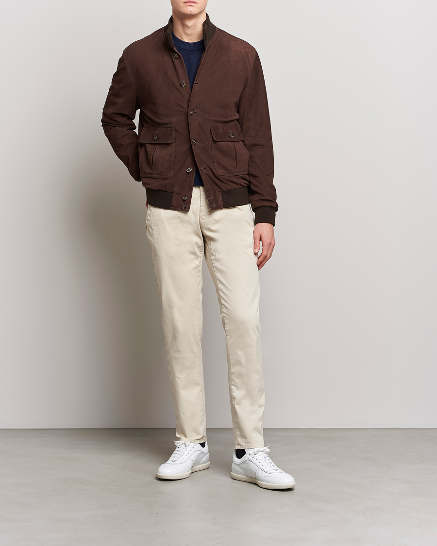 Homme | Pantalons | Incotex | Slim Fit Garment Dyed Slacks Off White