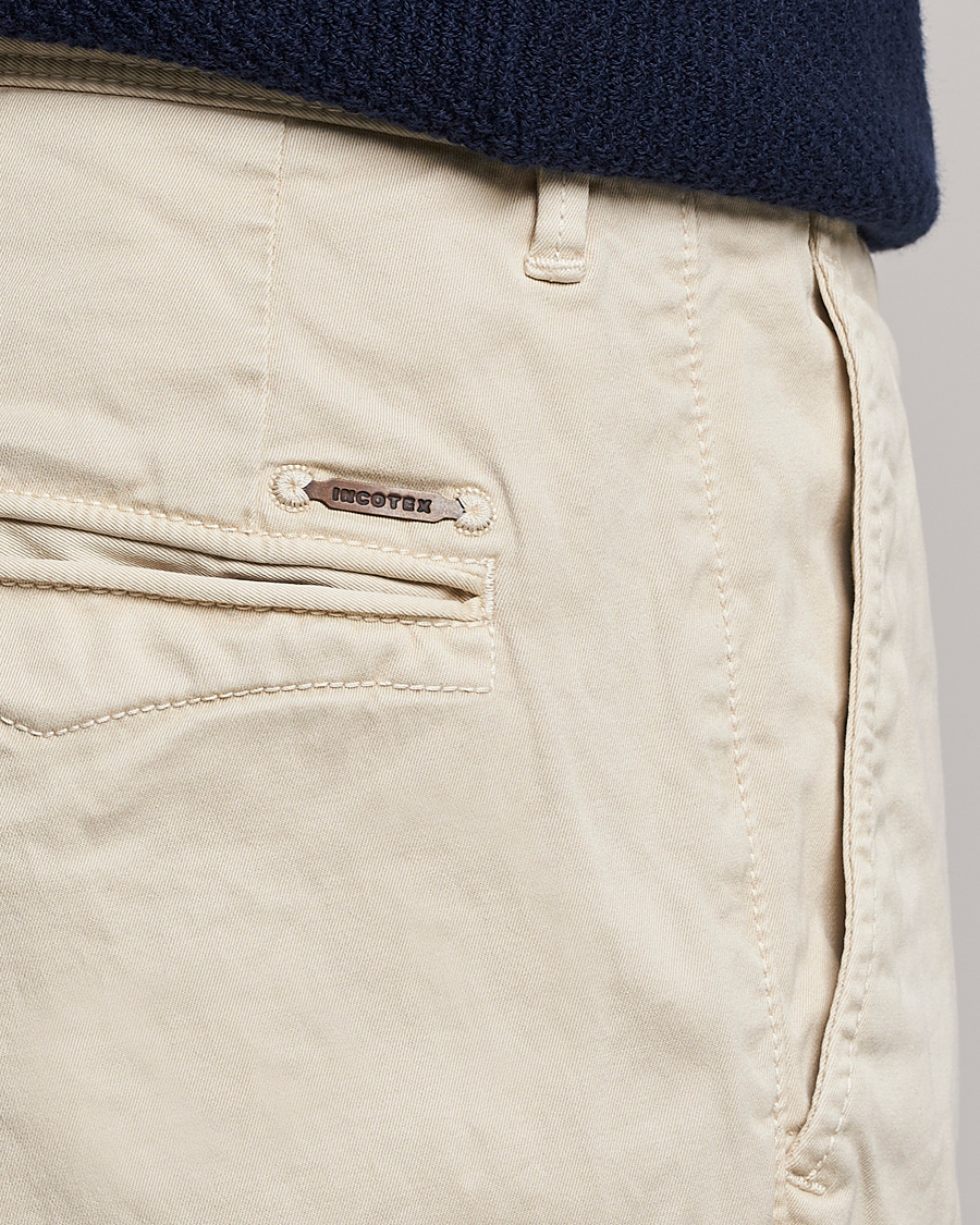 Homme | Pantalons | Incotex | Slim Fit Garment Dyed Slacks Off White