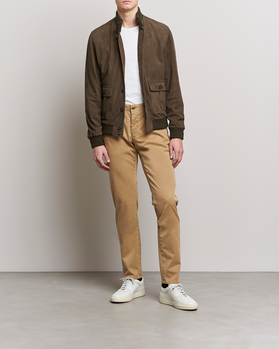 Homme | Pantalons | Incotex | Slim Fit Garment Dyed Slacks Khaki