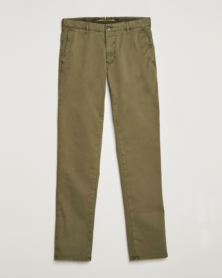 Homme | Pantalons | Incotex | Slim Fit Garment Dyed Slacks Olive