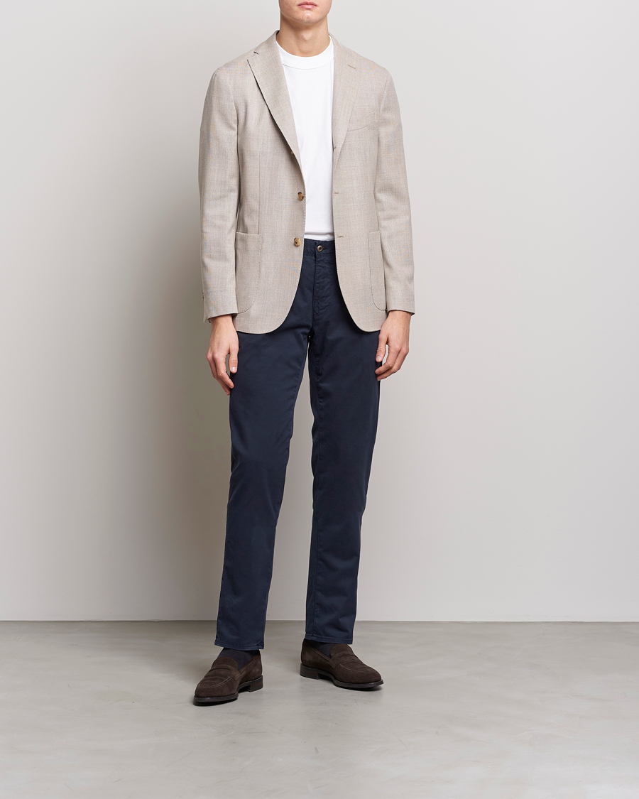 Homme | Pantalons | Incotex | Slim Fit Garment Dyed Slacks Navy