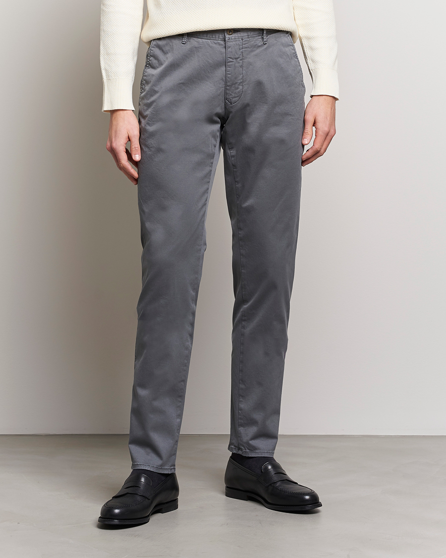 Homme | Pantalons | Incotex | Slim Fit Garment Dyed Slacks Dark Grey