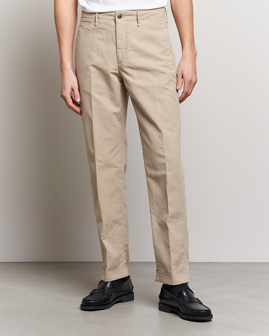 Homme | Pantalons | Incotex | Regular Fit Cotton Stretch Slacks Beige