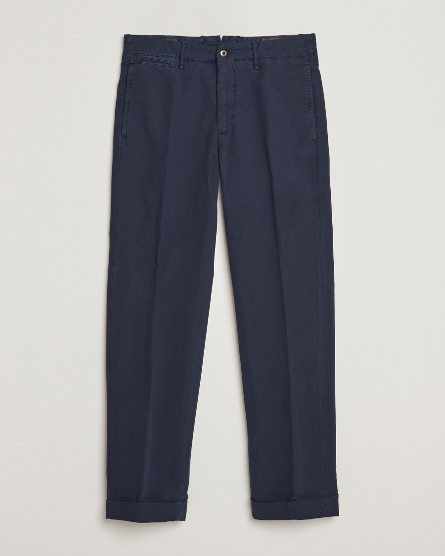 Homme | Pantalons | Incotex | Regular Fit Cotton Stretch Slacks Navy