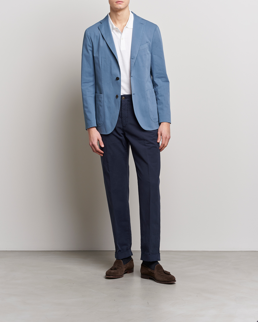 Homme | Pantalons | Incotex | Regular Fit Cotton Stretch Slacks Navy