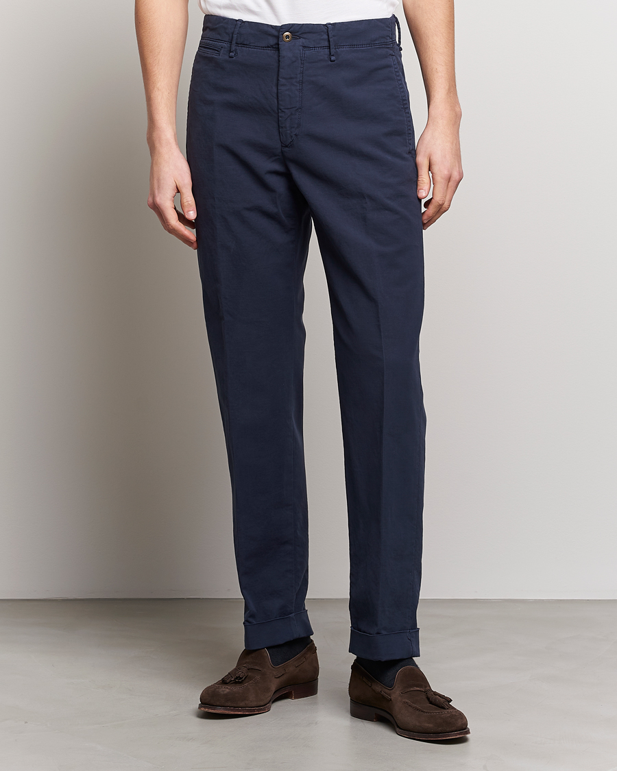 Homme | Pantalons | Incotex | Regular Fit Cotton Stretch Slacks Navy
