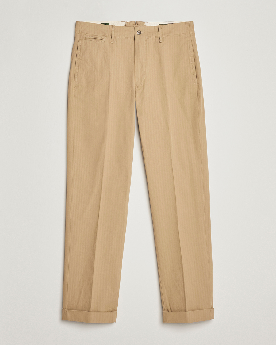 Homme | Pantalons | Incotex | Regular Fit Herringbone Chinos Khaki