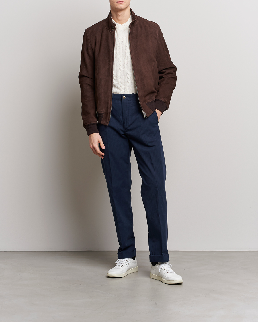 Homme | Pantalons | Incotex | Regular Fit Herringbone Chinos Navy