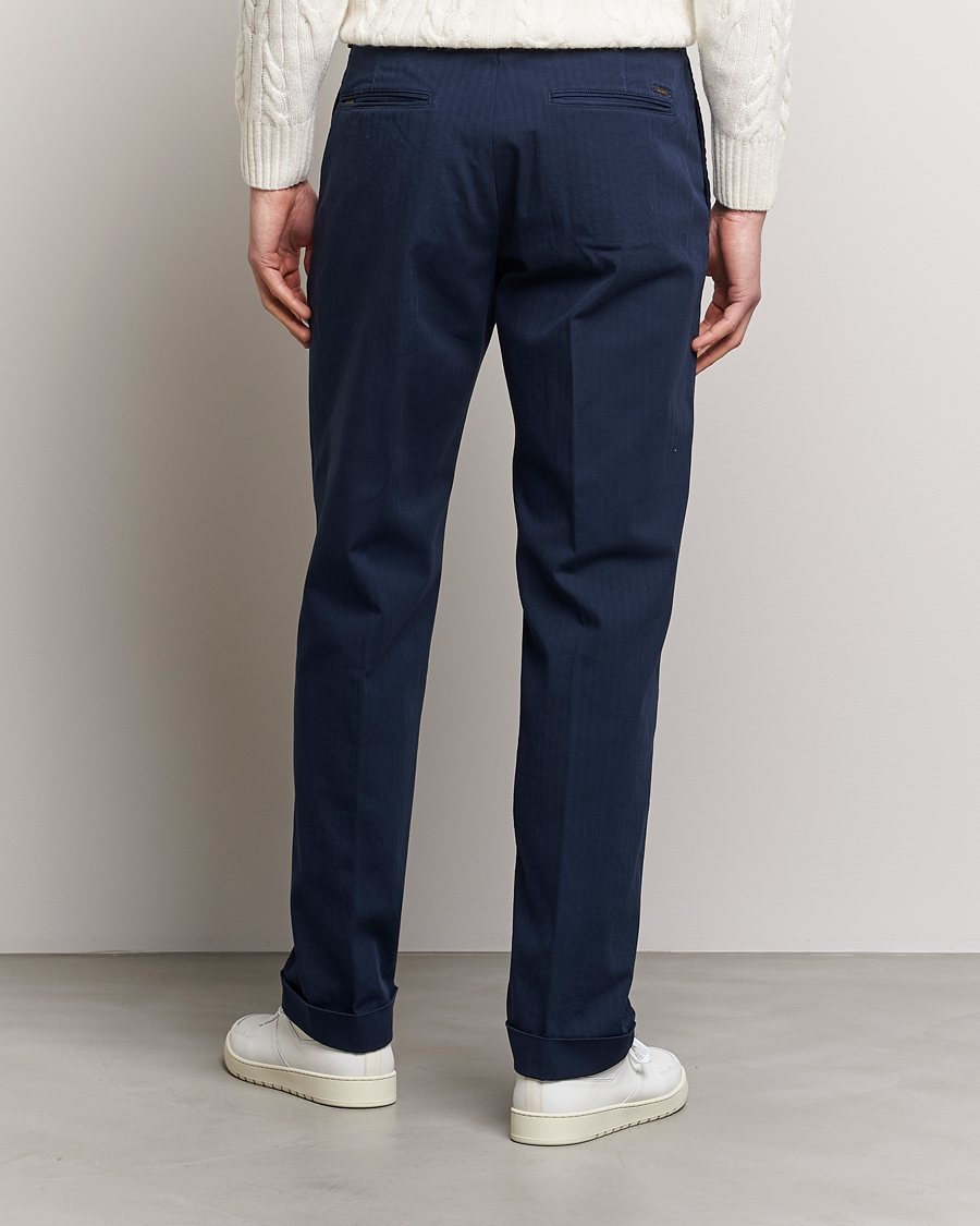 Homme | Pantalons | Incotex | Regular Fit Herringbone Chinos Navy