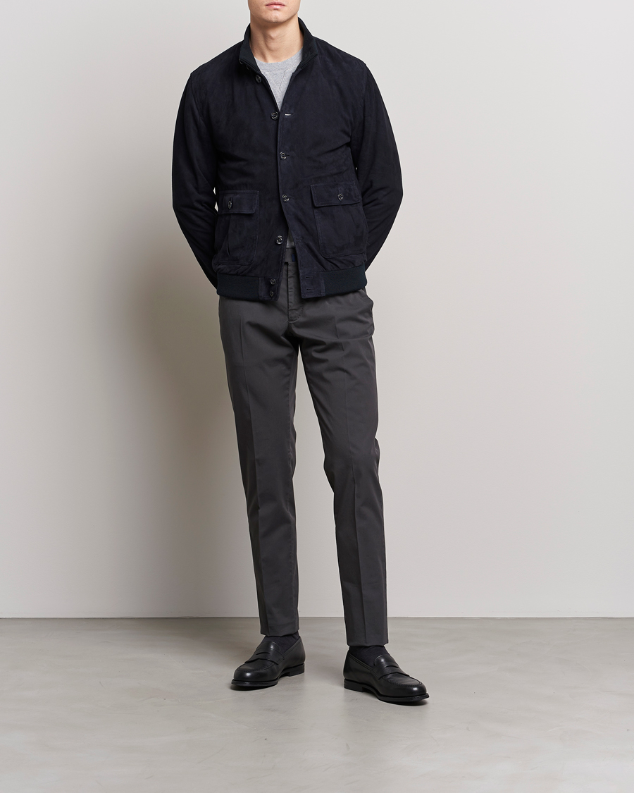 Homme | Pantalons | Incotex | Slim Fit Comfort Chinos Charcoal