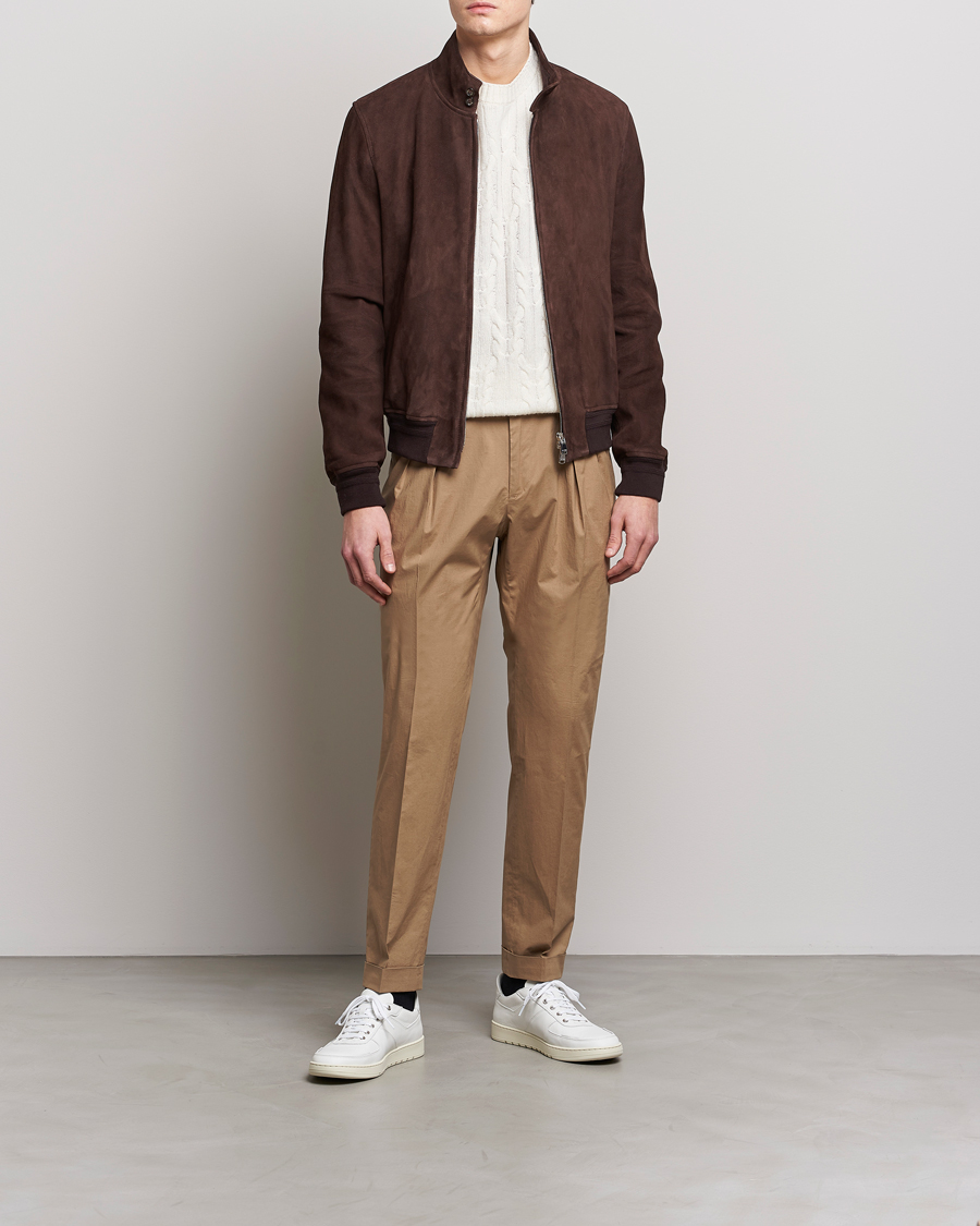 Homme | Pantalons | Incotex | Carrot Fit Popelino Lightweight Cotton Trousers Khaki