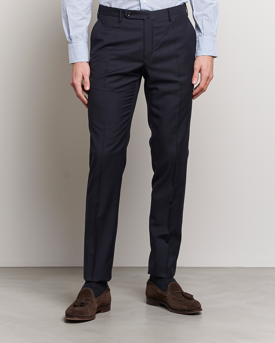 Homme | Pantalons | Incotex | Slim Fit Tropical Wool Trousers Navy