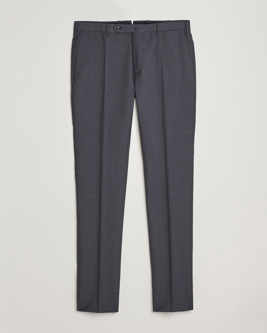 Homme | Pantalons | Incotex | Slim Fit Tropical Wool Trousers Dark Grey