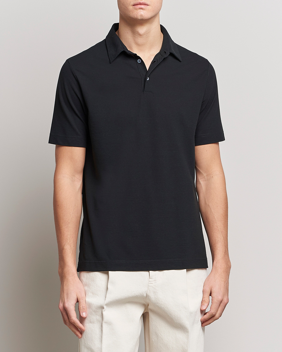 Homme | Polos | Zanone | Ice Cotton Polo Black