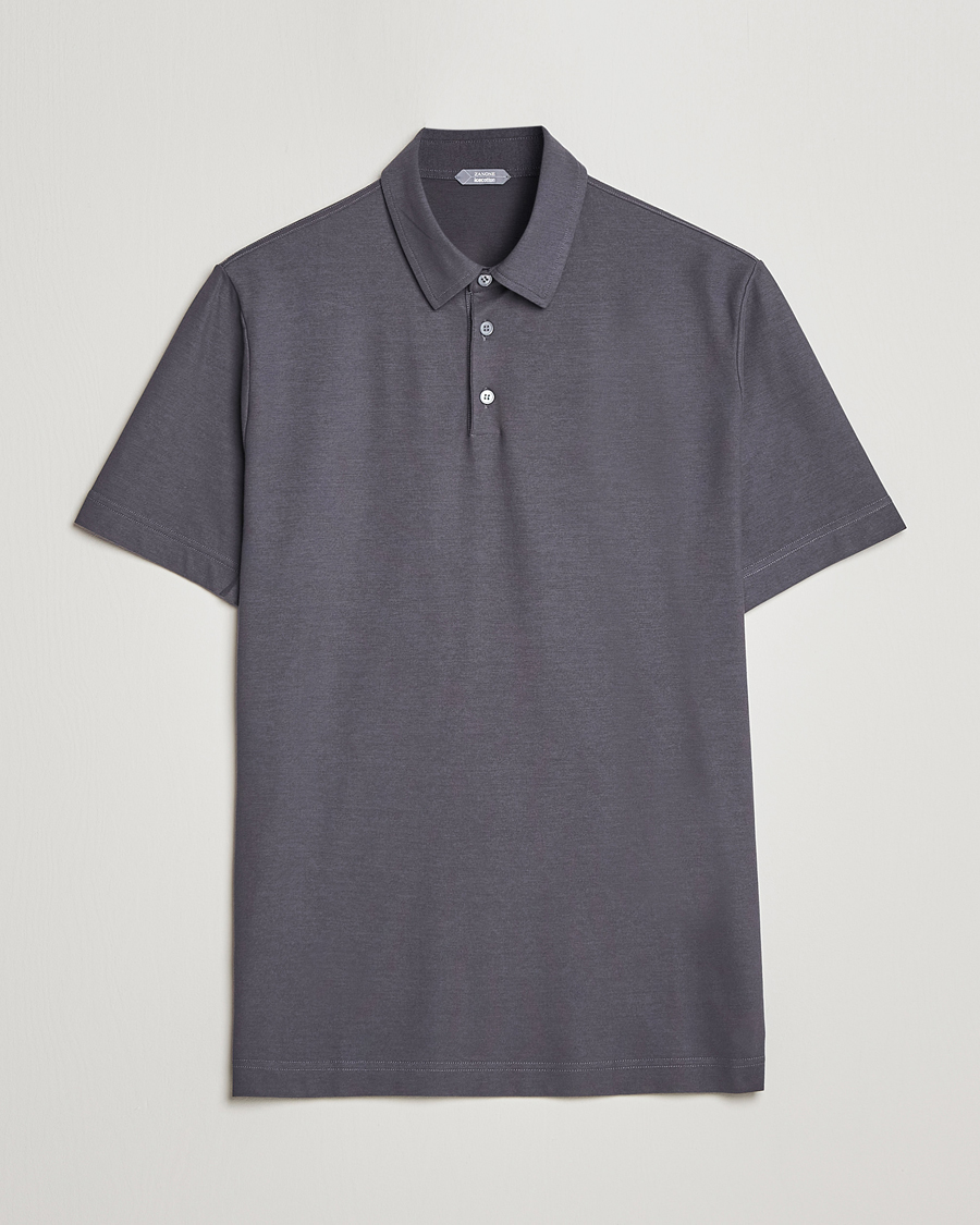 Homme | Polos | Zanone | Ice Cotton Polo Dark Grey