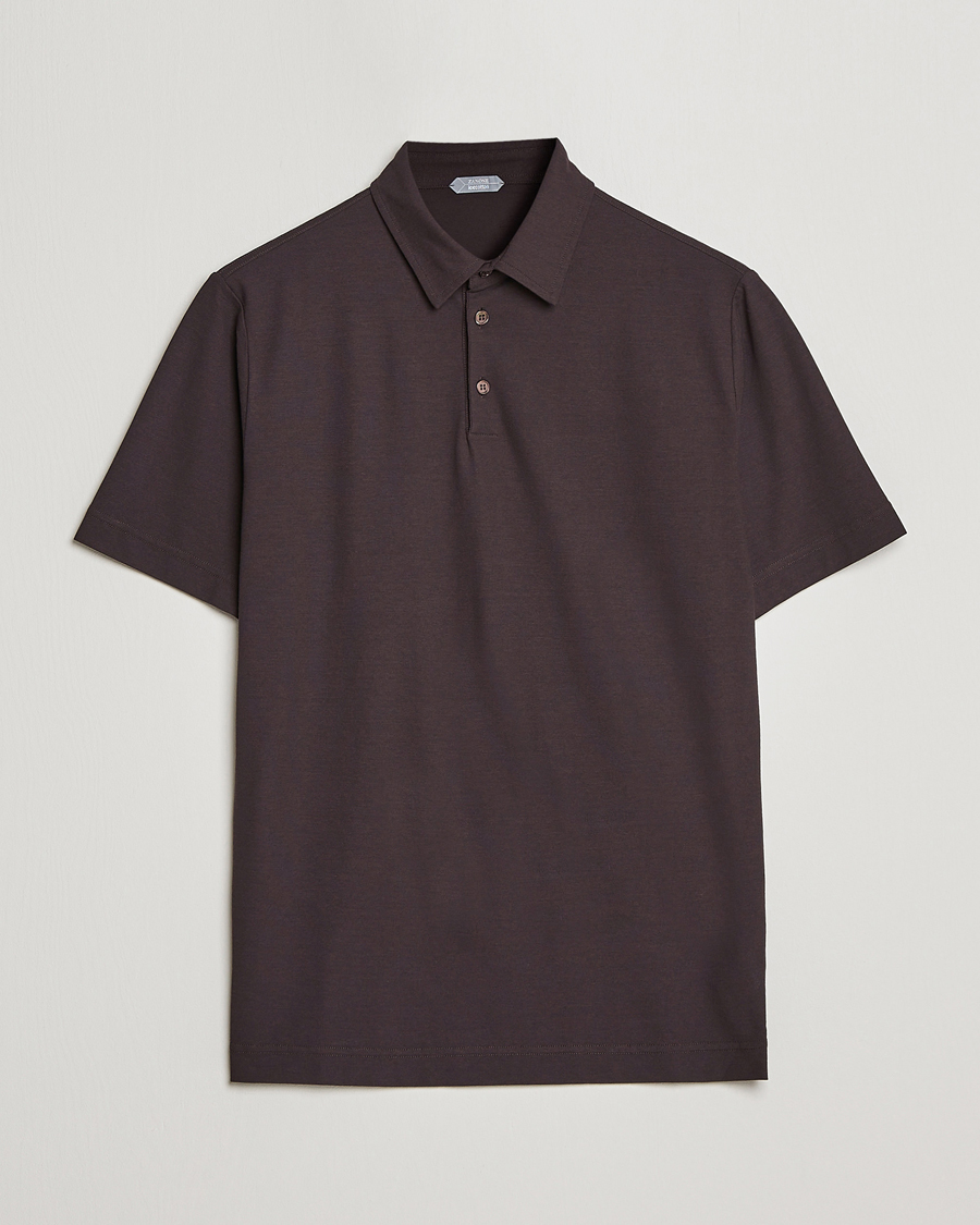 Homme | Polos | Zanone | Ice Cotton Polo Dark Brown