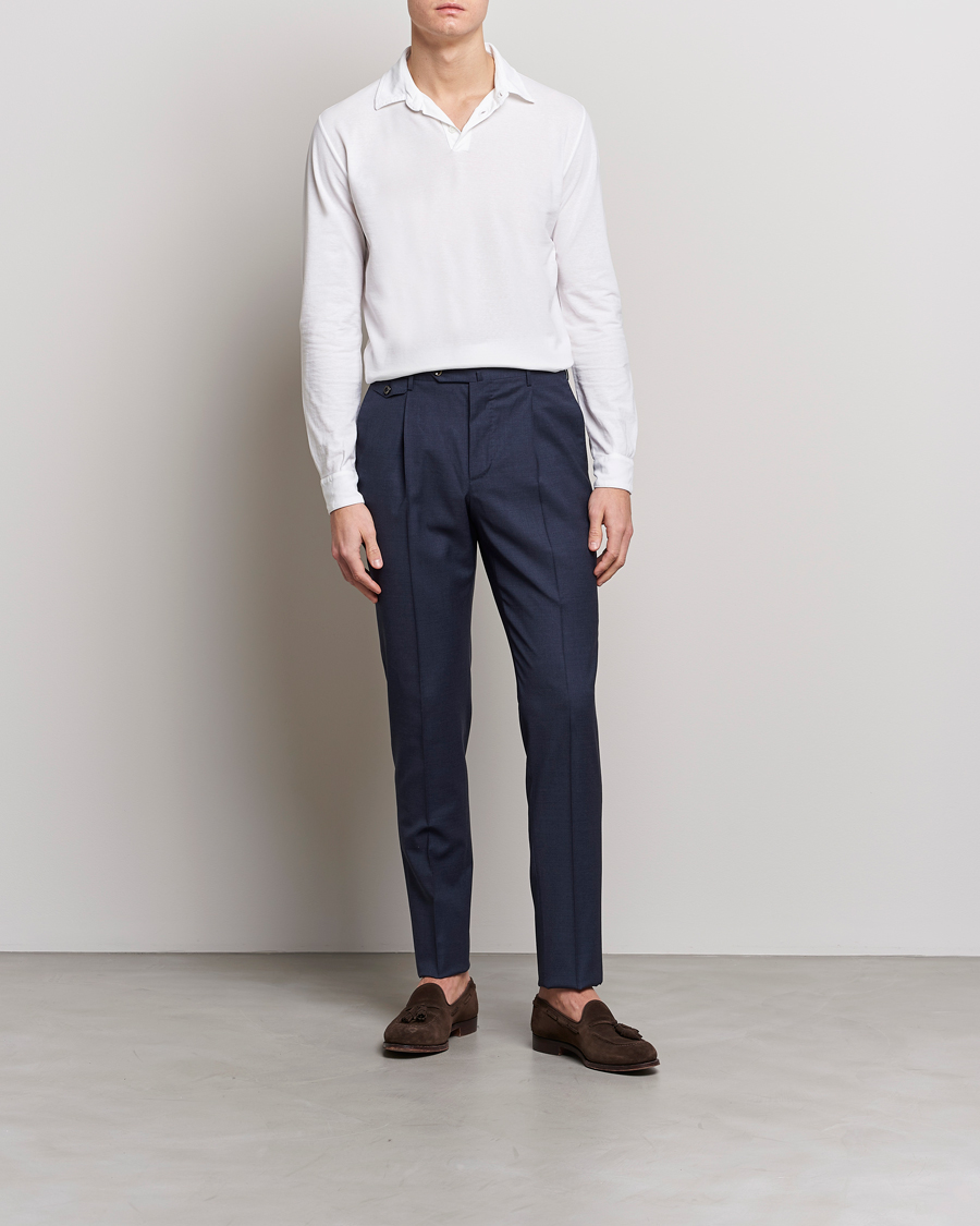 Homme | Pulls Et Tricots | Zanone | Ice Cotton Long Sleeve Polo White