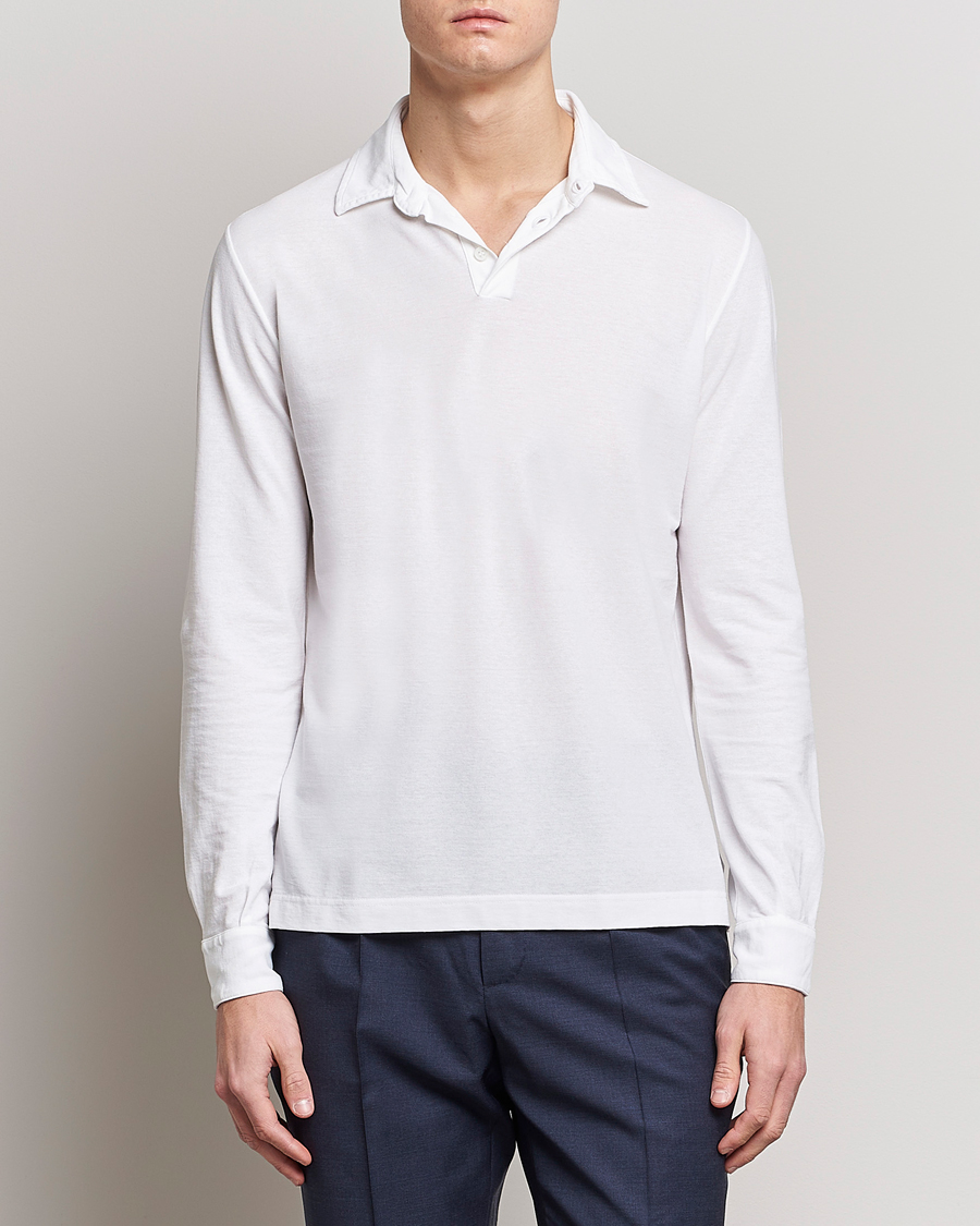 Homme | Pulls Et Tricots | Zanone | Ice Cotton Long Sleeve Polo White