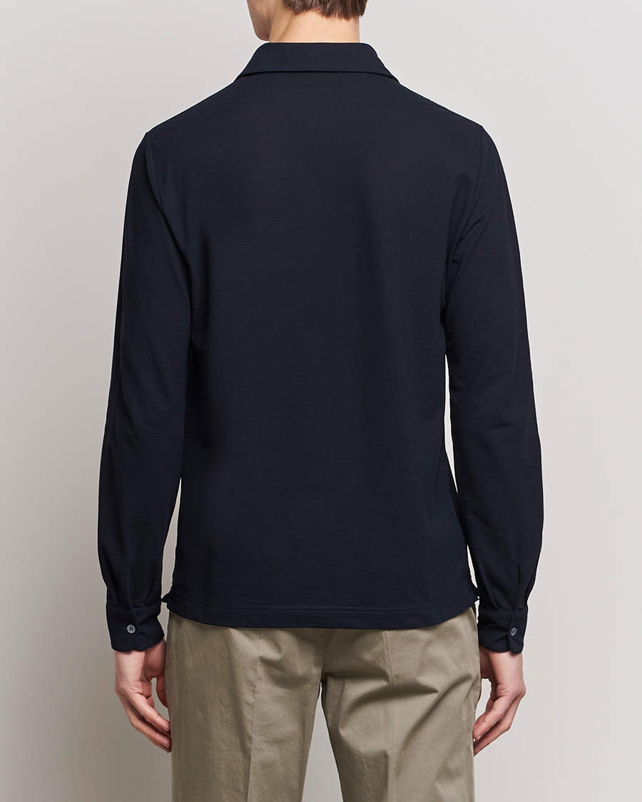Homme | Pulls Et Tricots | Zanone | Ice Cotton Long Sleeve Polo Navy