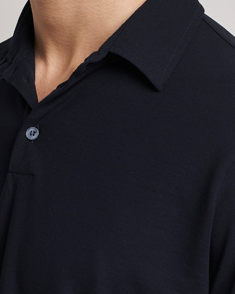 Homme | Pulls Et Tricots | Zanone | Ice Cotton Long Sleeve Polo Navy