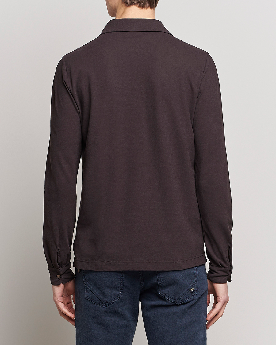 Homme | Pulls Et Tricots | Zanone | Ice Cotton Long Sleeve Polo Dark Brown